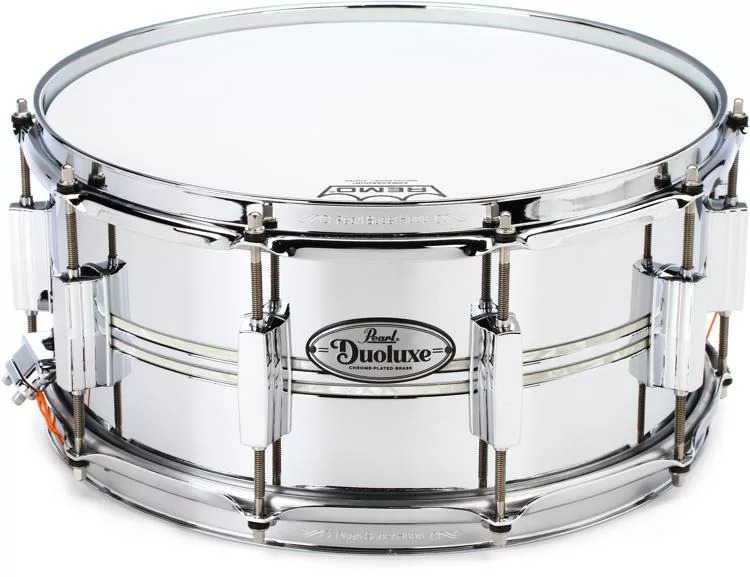PEARL DUOLUXE CHROME OVER BRASS 14 X 6.5 SNARE DRUM