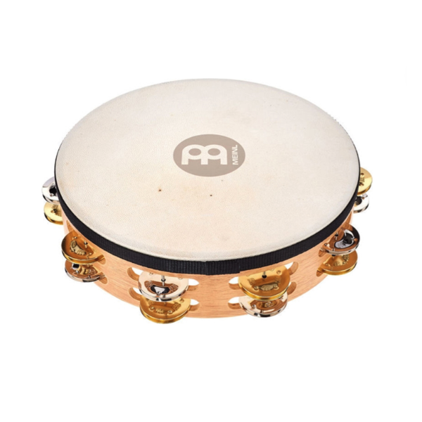 Headed Wood Tambourine: Mixed Jingles, 10", 2R, Sup Nat