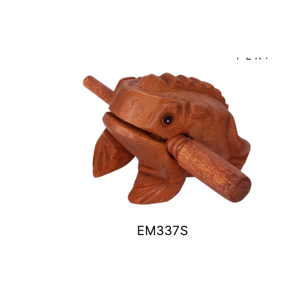 GUIRO TONE FROG BROWN 03 INCH LONG W/WOOD BEATER