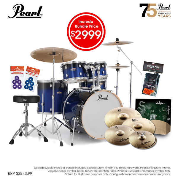 Pearl Decade Maple 22" Fusion Plus Drumkit INCREDA-BUNDLE Kobalt Blue Fade