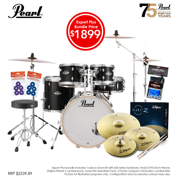 Pearl Export PLUS 20" Fusion Drumkit Package Jet Black