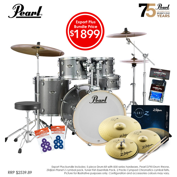 Pearl Export PLUS 20" Fusion Drumkit Package Grindstone Sparkle