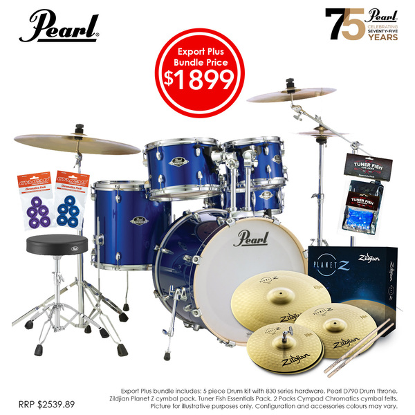 Pearl Export PLUS 20" Fusion Drumkit Package High Voltage Blue