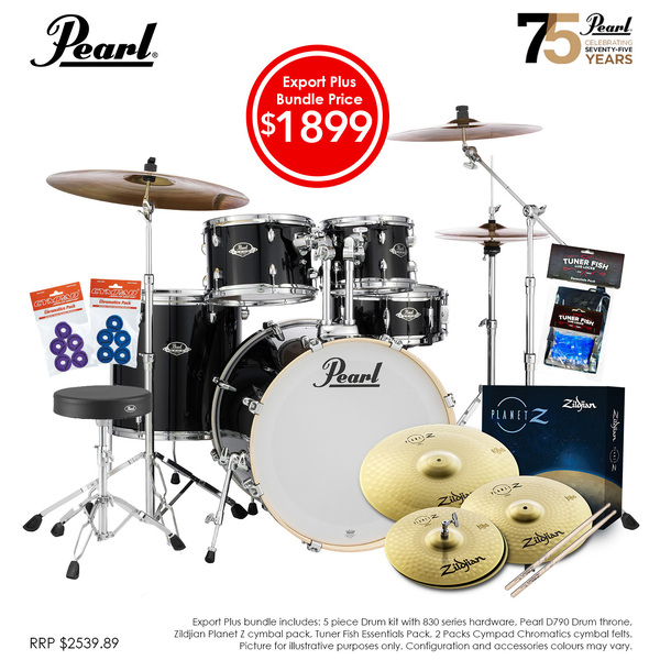 Pearl Export PLUS 22" Fusion Plus Drumkit Package Jet Black