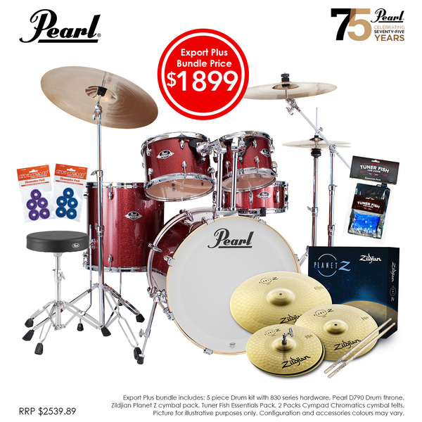 Pearl Export PLUS 22" Fusion Plus Drumkit Package Black Cherry Glitter