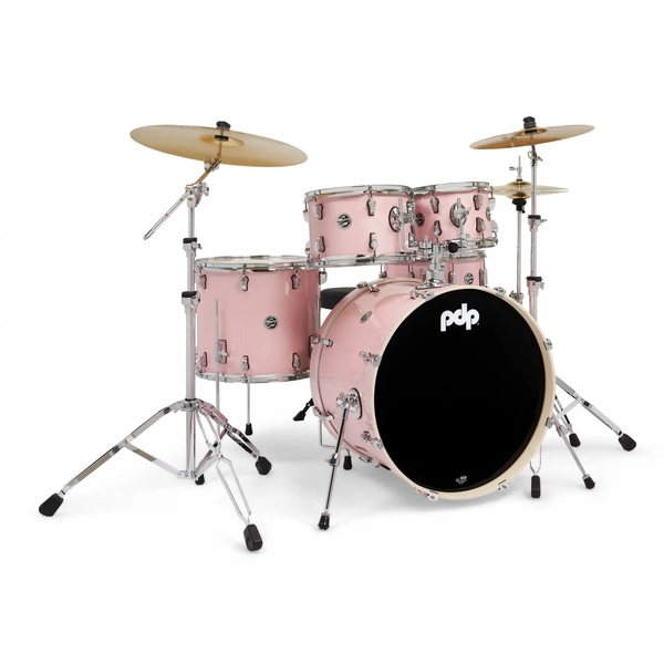 PDP MAINSTAGE 5PC KIT PALE ROSE w/ Hardware, Cymbals & Throne