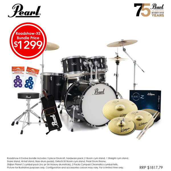 Pearl Roadshow-XE 20" Fusion Drumkit Package Jet Black