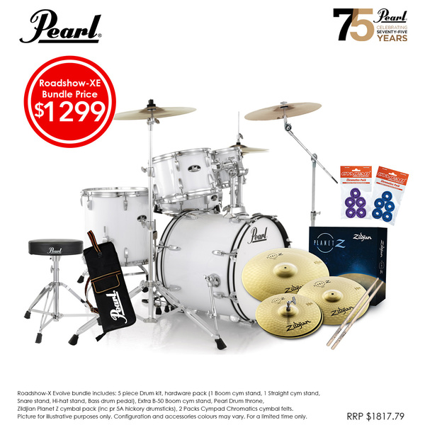 Pearl Roadshow-XE 20" Fusion Drumkit Package Pure White
