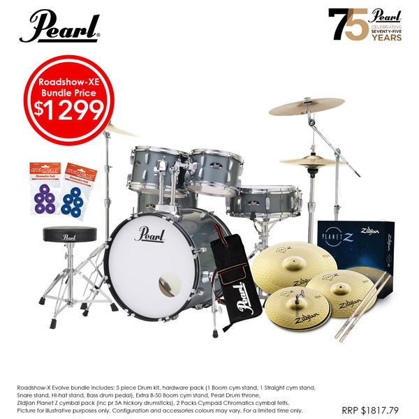 Pearl Roadshow-XE 20" Fusion Drumkit Package Charcoal Metallic
