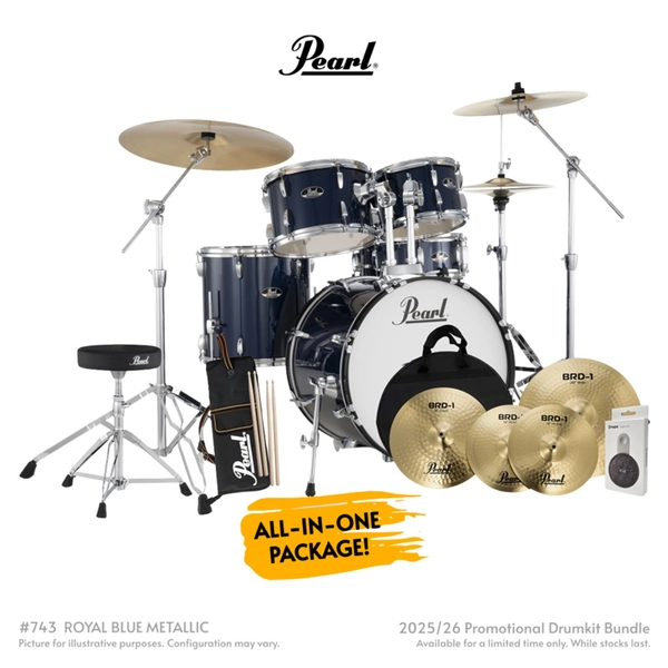 Pearl Roadshow-Plus 5-Piece 20" with BRD-1 Cymbals Drum Package - Royal Blue Metallic
