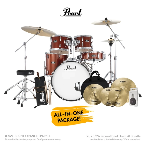 Pearl Roadshow-Plus 5-Piece 20" with BRD-1 Cymbals Drum Package - Burnt Orange Sparkle