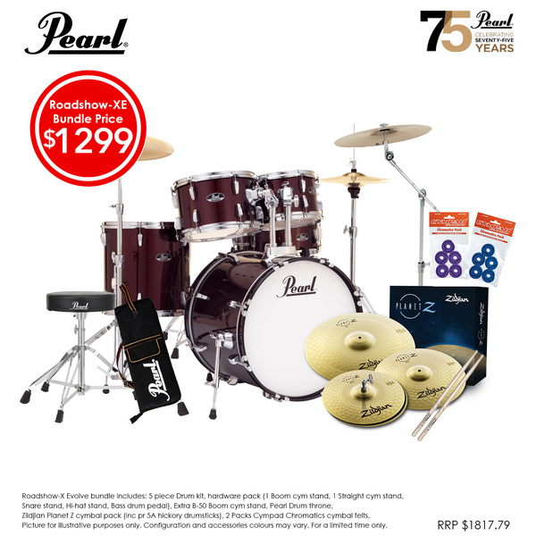 Pearl Roadshow-XE 20" Fusion Drumkit Package Red Wine