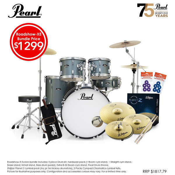 Pearl Roadshow-XE 22" Fusion Plus Drumkit Package Charcoal Metallic