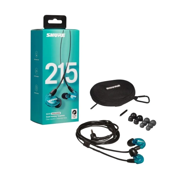 Stereo In-ear Translucent Blue Sound Isolating Earphones