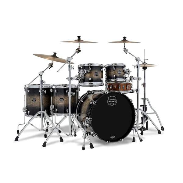 Mapex Saturn VI Studioease 5PC Maple/Walnut Shell Pack - Black Ink Burst