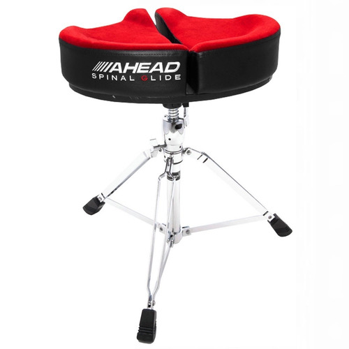 Ahead Spinal Glide Red Cloth Top 3 Leg Saddle Drum Throne
