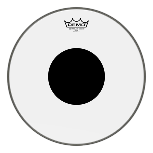 REMO CONTROLLED SOUND 12" CLEAR w/ Black DOT TOP Drum Head
