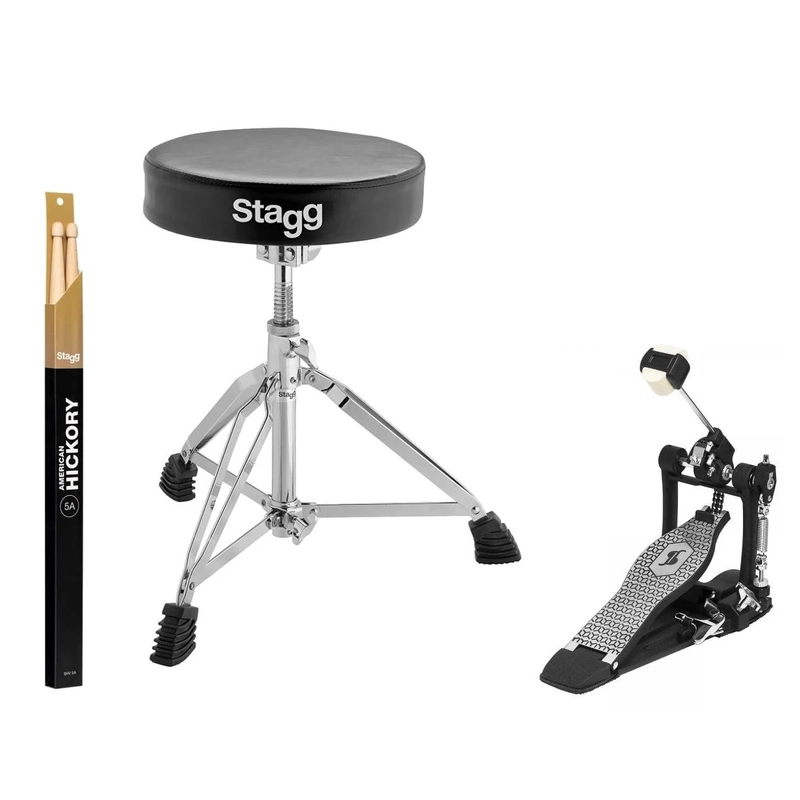 Stagg Drum Accessory Pack (Pedal / Sticks / Throne)