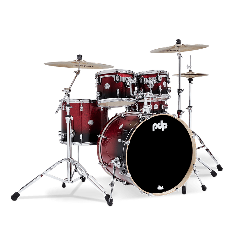 PDP Concept Maple 22" 5 Piece Shell Pack - Red to Black Fade Lacquer