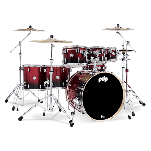 PDP Concept Maple 22" 7 Piece Shell Pack - Red to Black Fade