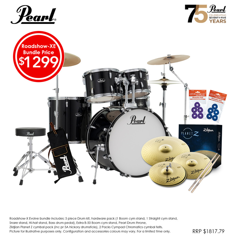 Pearl Roadshow-XE 22" Fusion Plus Drumkit Package Jet Black