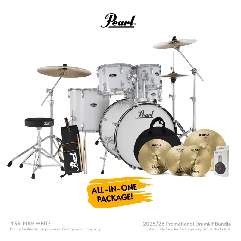 Pearl Roadshow-PLUS 5-Piece 22" Drum Package with Pearl Cymbals - Pure White