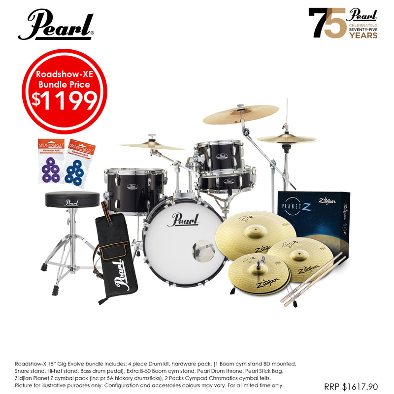 Pearl Roadshow-XE 18" Gig Drumkit Package Jet Black