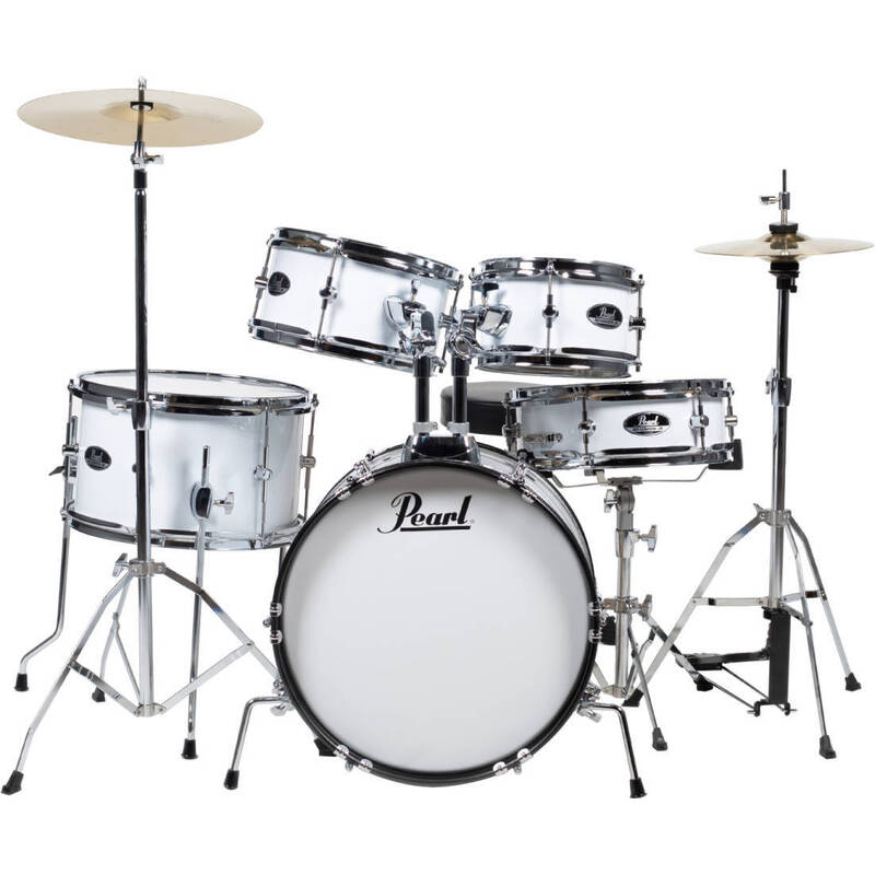 RS JUNIOR 5-PCS DRUM KIT w/HARDWARE & CYMBALS  PURE WHITE
