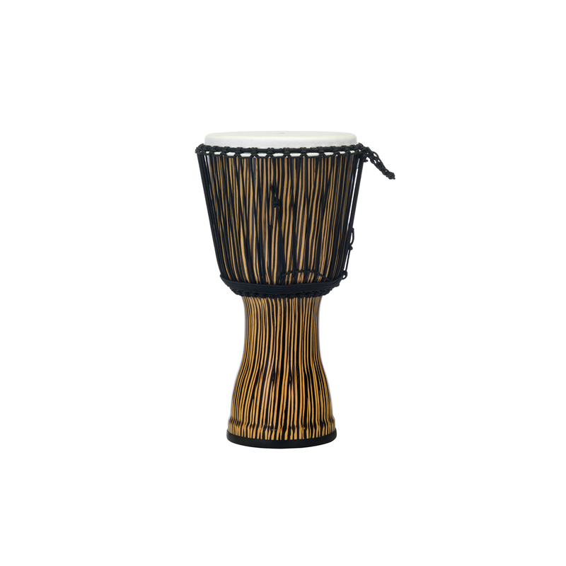 12" SYNTHETIC SHELL DJEMBE, ROPE TUNED  - ZEBRA GRASS