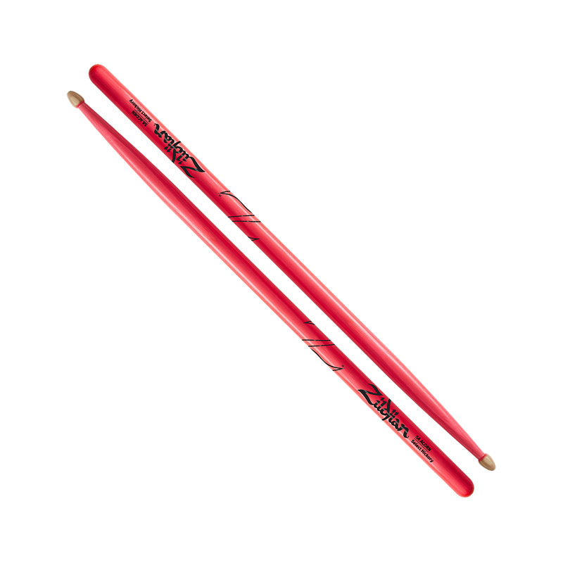 Drumsticks   Hickory  5A Wood Acorn Neon Pink